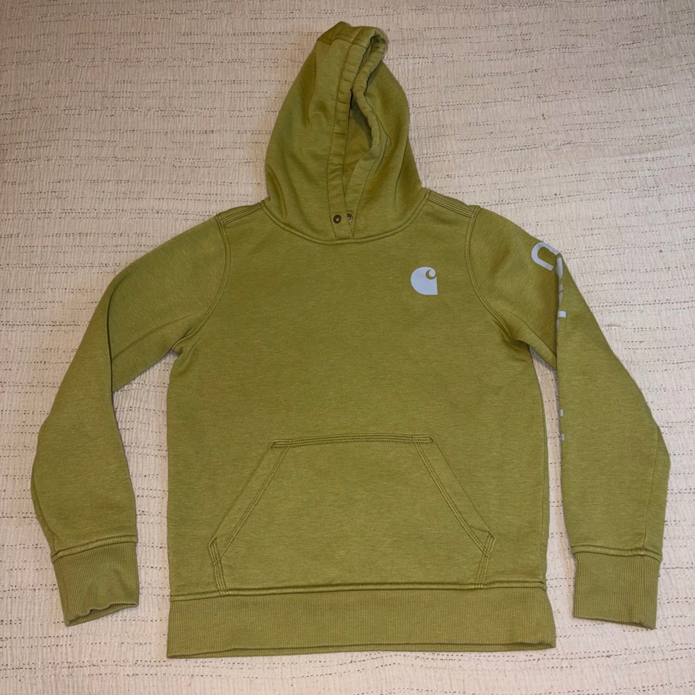 Carhartt Womens Relaxed Fit Logo Graphic Hoodie Moss Green XS 0-2